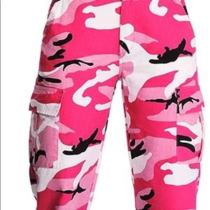 Pink white and black super cute cargo camo pants